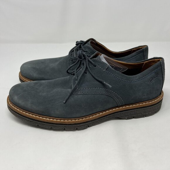 Clarks Gray Suede Oxford Shoes Mens 8.5 Lace Up Casual Dress